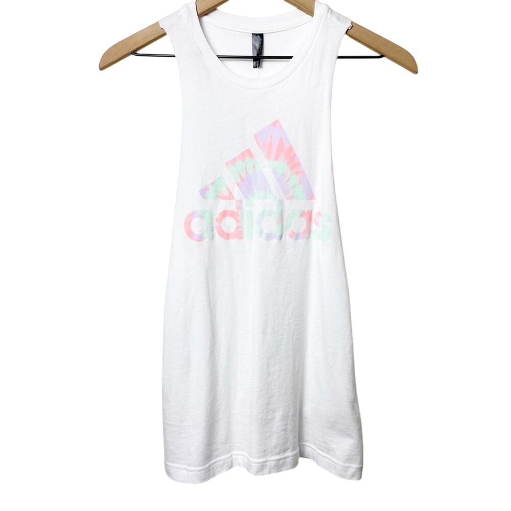Adidas White Soft Women Active Tye Dye Tank XS BRAND NEW WITH TAGS